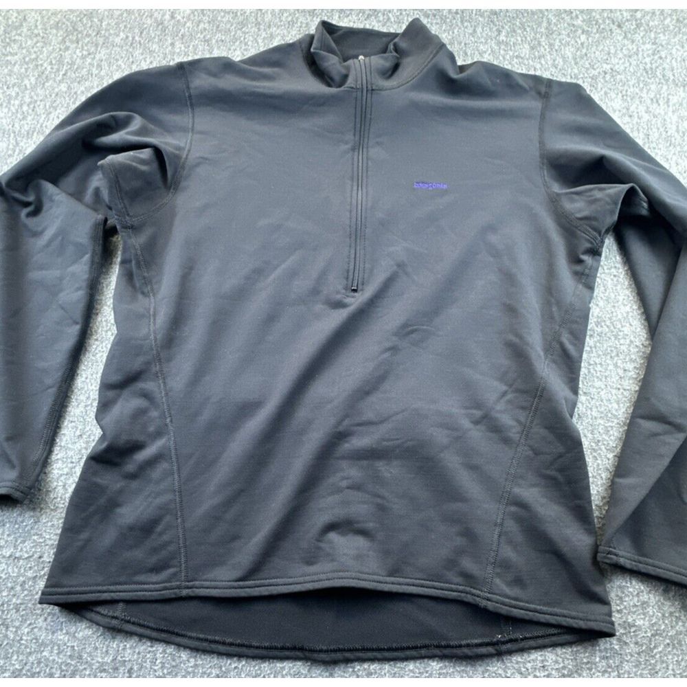 Patagonia Pullover Womens Large Black Long Sleeve Cycling Athlesiure 1/2 Zip USA